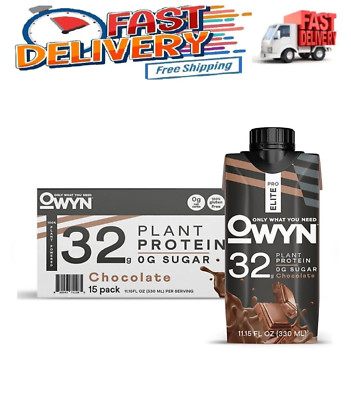 OWYN Pro Elite Plant Protein Shake, Chocolate, 11.15 Fluid Ounce (Pack of 15)