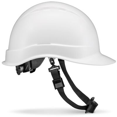 Cap Style Non-Vented White Solid Color OSHA Hard Hat with 6 Point Suspension