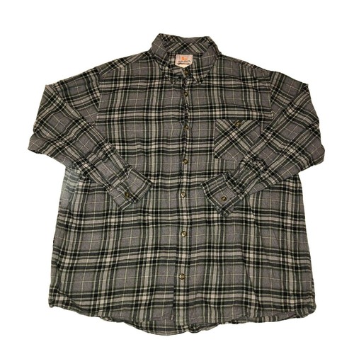 VTG FIELD & STREAM FLANNEL SHIRT SZ 2XL BLACK GRAY GRUNGE HUNTING FISHING MENS
