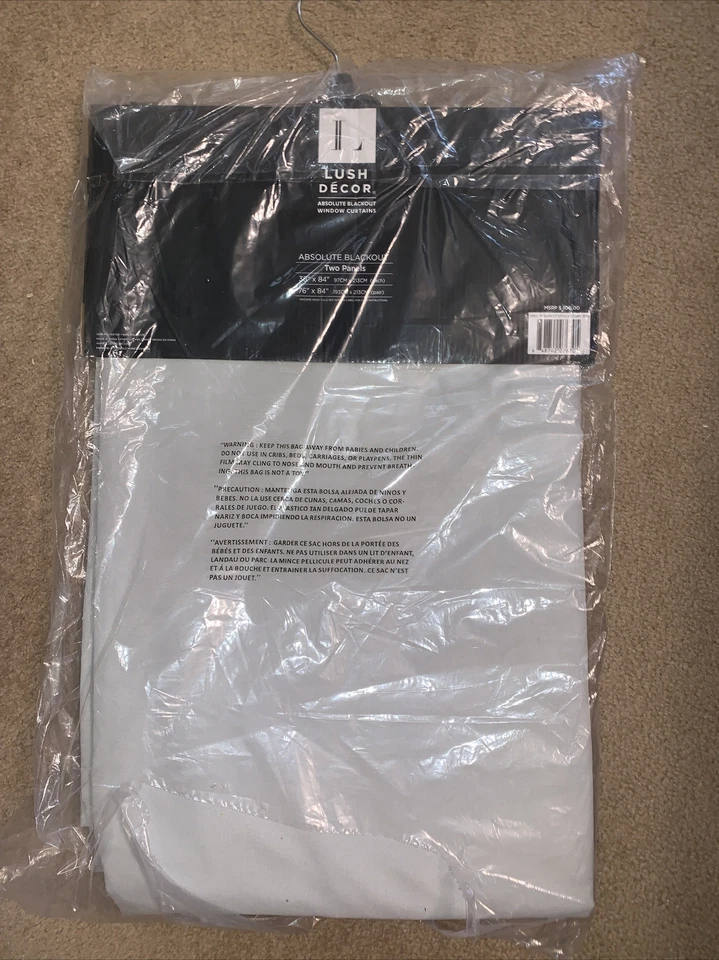 LUSH DECOR Curtains Two Panels Absolute Blackout LIGHT GRAY 38"x84" NWT Grommet - Image 4 of 4