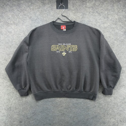 VTG New Orleans Saints Sweatshirt Mens XL Gray Thrashed Crew Neck Pullover NFL