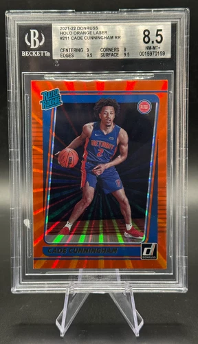 2021-22 Cade Cunningham RC #211 Donruss Rated Rookie Orange Laser Holo BGS 8.5