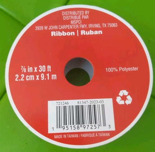 Celebrate It Christmas Ribbon Green White Red Plaid 7/8" X 30ft. - Picture 2 of 4