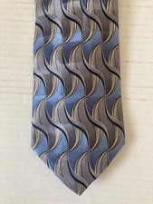 Cambridge Classics Men's Necktie Tie Silk Blue Gray Black Geometric Made in USA