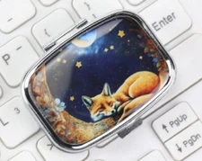Fancy 2 Compartment Red Fox Pill Box