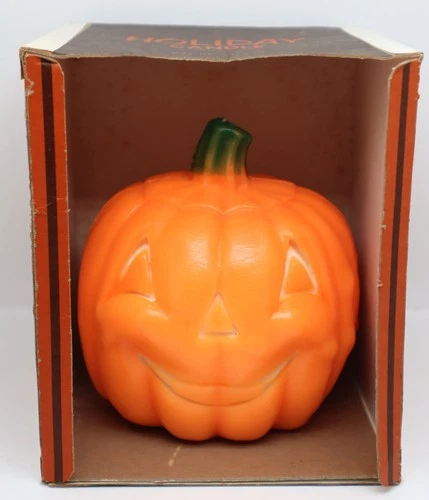 Vintage 5.5” Gurley Large Jack-o'-Lantern Pumpkin Wax Candle UNUSED W/BOX USA - product listing photo