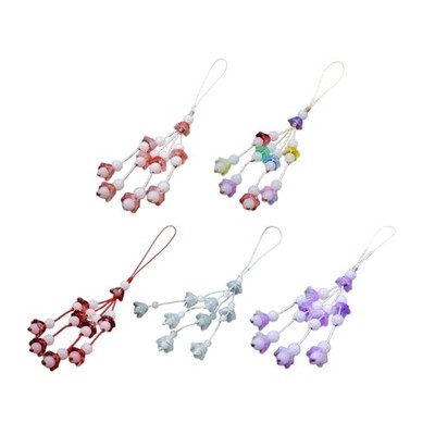 Handcrafted Campanula Flower Keychain Phone Lanyard String Flower Phone Straps