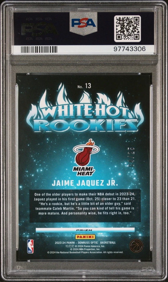 Donruss Optic Pink Prizm #13 2023-24 Jaime Jaquez Jr. RC Rookie/25 PSA 10 POP 1 Foto 3 de 3