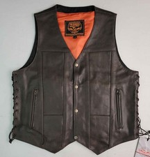Milwaukee Leather ML1391RT Retro Brown Leather Motorcycle Vest Men's 46 NEW