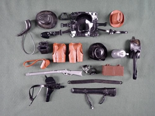 VINTAGE JOHNNY WEST COWBOY ACTION FIGURE ACCESSORIES   LOT 2   MARX