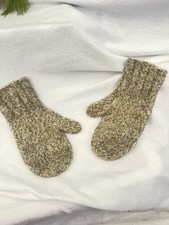 Hand-Knit Gray Wool Mittens Adult Size Winter Wear Holidays
