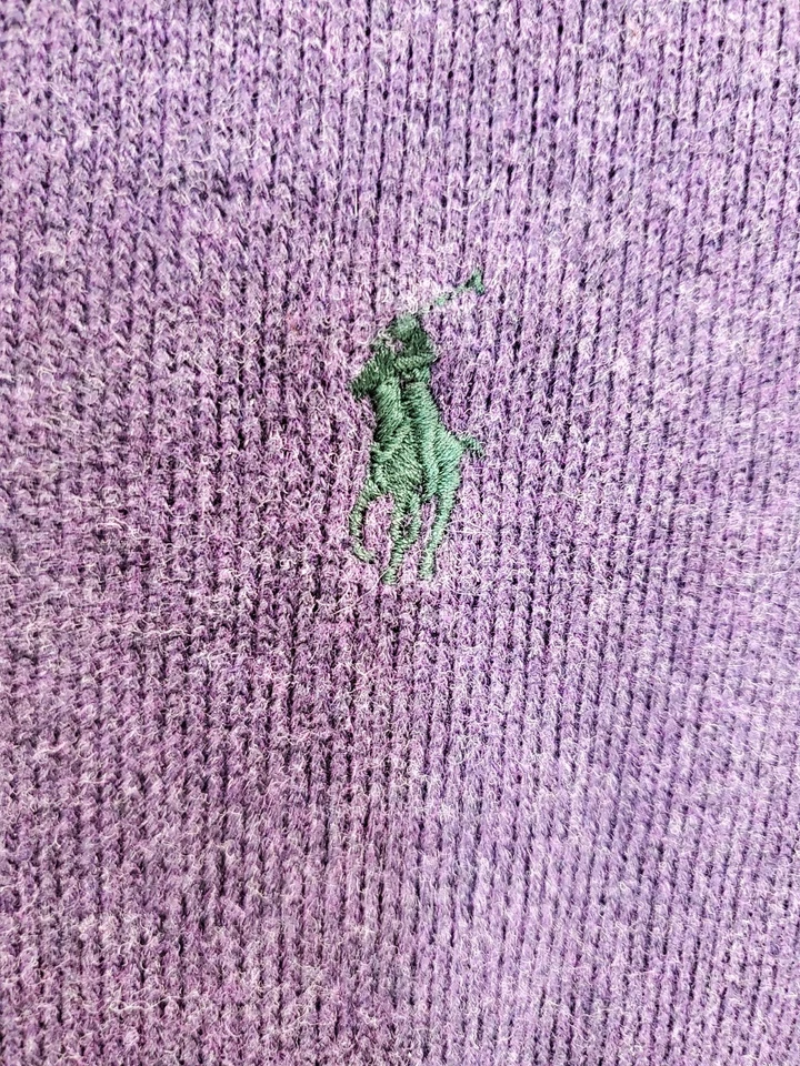 Polo Ralph Lauren Sweater Mens 2XL Purple Quarter Zip Pullover Pony Logo Knit - Image 2 of 4