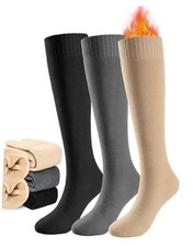Warm Knee High Socks Women Winter Thermal One Size Black, Grey and Brown