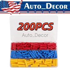 200PCS Insulated Straight Electrical Butt Wire Connectors Splice Crimp Terminals