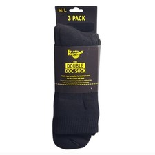 3-Pack Dr. Martens Crew Socks Size M/L The Double Doc Sock Black Cotton Blend