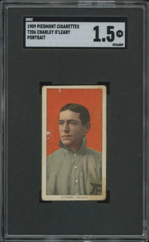 1909 T206 CHARLEY O'LEARY FAIR PIEDMONT 150 PORTRAIT SGC 1.5 DETROIT TIGERS