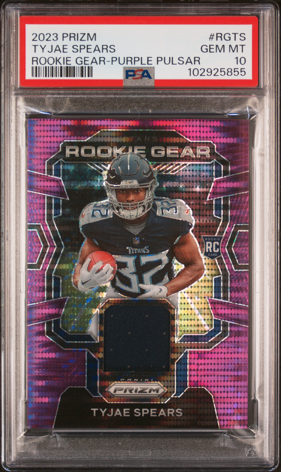 Tyjae Spears Panini Prizm Rookie Gear #RGTS Purple Pulsar