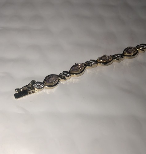 Brazalete de oro sobre plata de ley Vermeil y circonita rosa - Imagen 10 de 12