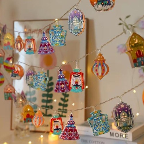 Ramadan Moon Star LED String Fairy Lights EID Mubarak Lamp Muslim Party ...
