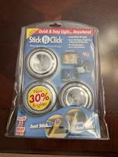 LED Lights Ontel Stick N Click Peel & Stick Bright White LED Quick & Easy 3 PK