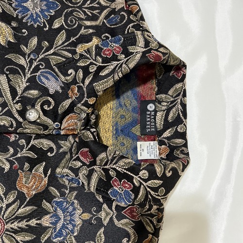 Maggie Barnes Tapestry Embroidered Blazer Black Paisley Floral Wearable Art 20 - Picture 8 of 15