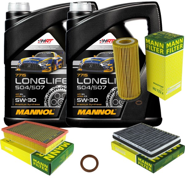 Mann Inspektionspaket 10L Mannol Longlife 504/507 5W-30 FüR BMW E65 E66 E67 745D-image