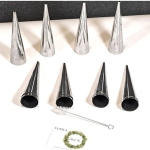 Eurica 8 Piece Stainless Steel Cream Horn Molds Set with Cleaning Brush Silver