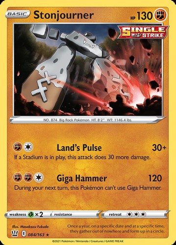 Stonjourner - 084/163 - Rare (Hp) Battle Styles - Fighting Pokémon