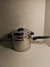 Vintage Cookware, EKCO Flint Ware Stainless Steel Double Boiler Lid & Insert USA