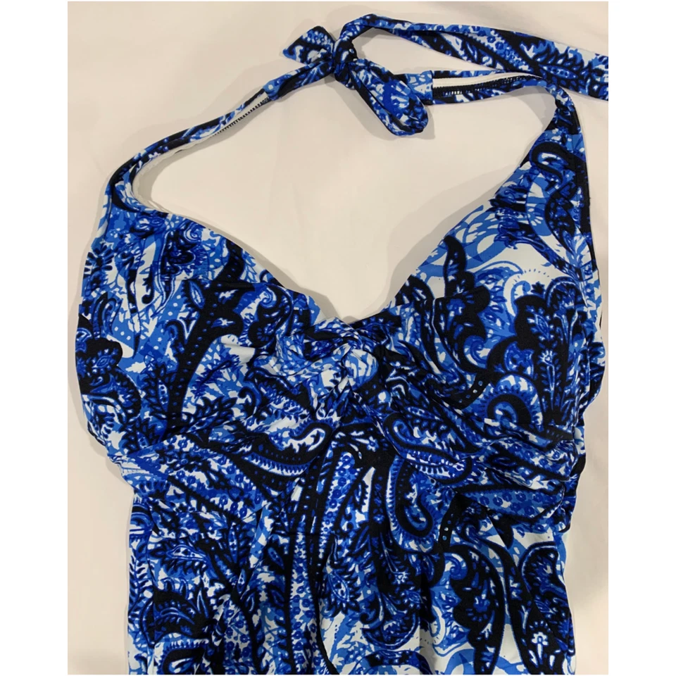 Купальник женский Badgley Mischka касба размер 10 НОВЫЙ бюстгальтер-твист с узором пейсли цельный - Изображение 3 из 4