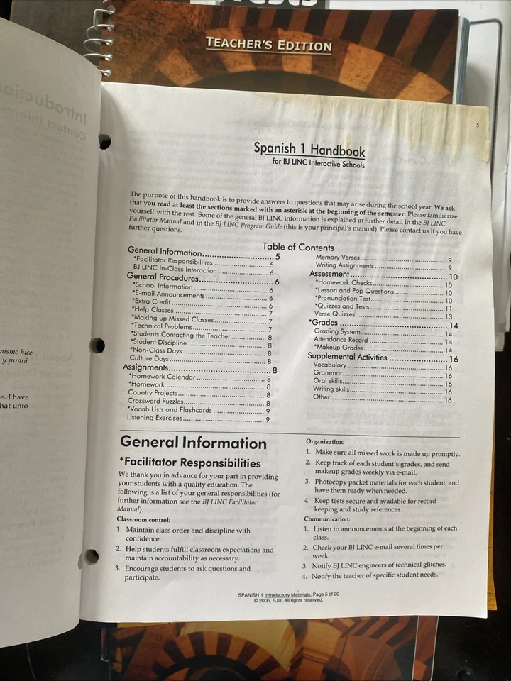 Spanish 1 BJU Second Edition, Student Textbook, Activities, Teachers Edition - Image 3 of 4