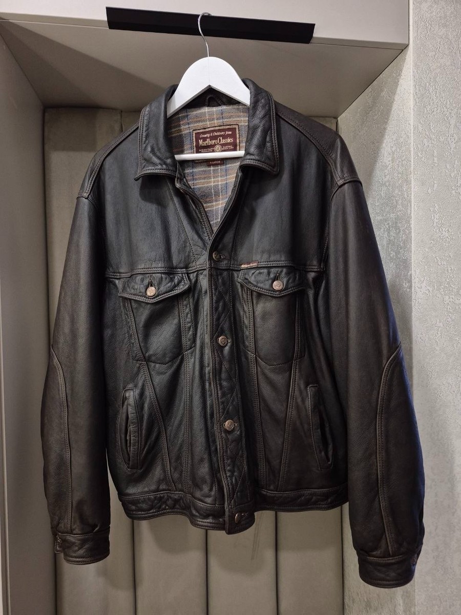 Marlboro Classics レザージャケット XL 本革 イタリア製 Marlboro vintage men dark brown trucker leather jacket XL | eBay