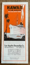 Vintage 1929 Los Angeles Steamship Co. Sailing Dates & Fares Brochure Hawaii