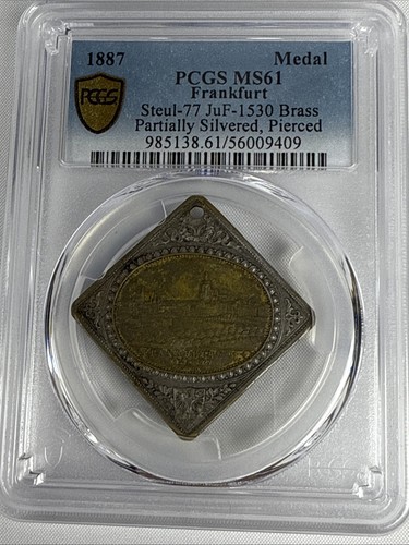 1887 Frankfurt Medal Steul-77 JuF-1530 Brass Silvered, Pierced PCGS MS 62 - Picture 3 of 6