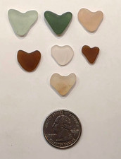 GENUINE SURF TUMBLED HEART SHAPED SEA GLASS LOT FROM PUERTO RICO