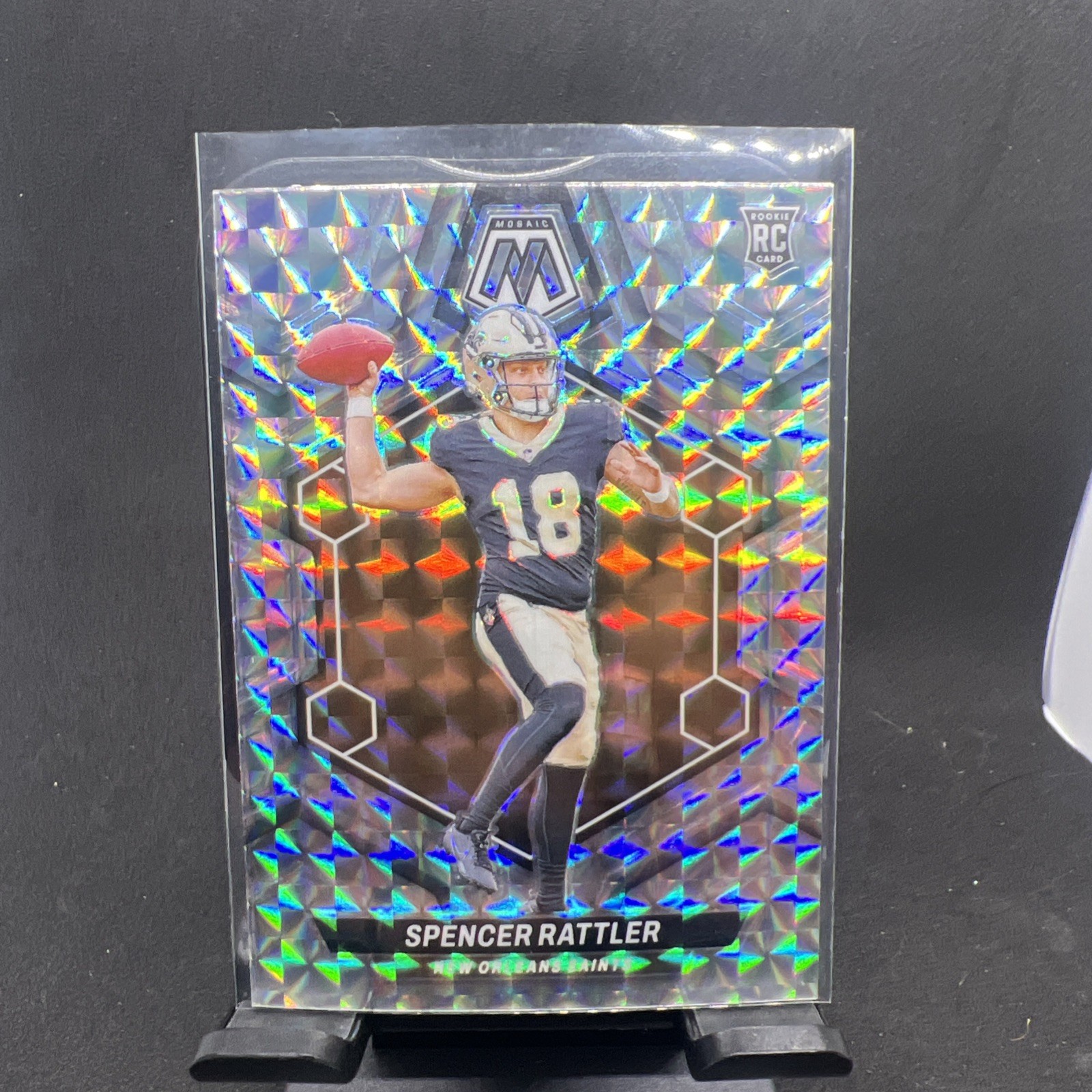 2024 Panini Mosaic Football #393 Spencer Rattler RC Silver Mosaic Prizm Saints