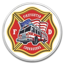 1 oz Silver Colorized Round - APMEX (Firefighter - Seal)