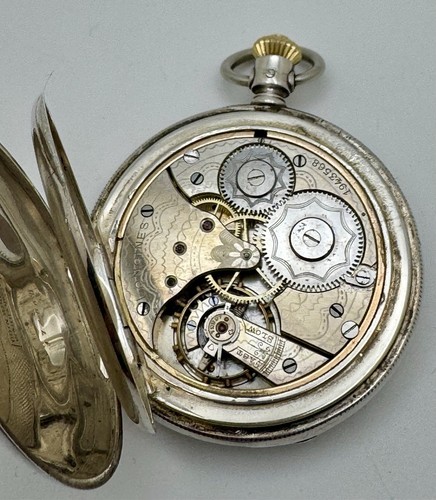 LONGINES COIN SILBER TASCHENUHR 1901 DOUBLE HUNTER PORZELLAN ZIFFERBLATT ÜBERHOLT - Bild 12 von 24