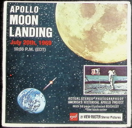 Apollo Moon Landing 1969 3d View-Master 3 Reel Packet Buzz Aldrin Neil Armstrong - Afbeelding 1 van 3