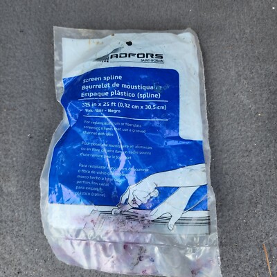 Adfors Saint-Gobain Window Screen Spline .125'' X 25' Black 