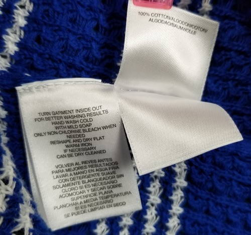 Jones New York Sweater Women’s Small S Blue White Striped ¾ Sleeve Stretch Knit - Picture 7 of 11