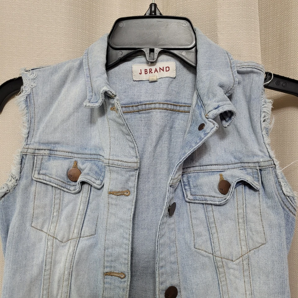 J Brand Fray Sleeveless Jean Vest Women's Size XS Faith Light Wash Denim - Image 3 of 4
