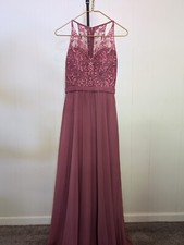 Kennedy Blue Beaded Chiffon Formal Dress Color Pink Rosewood Size 2 UK 4