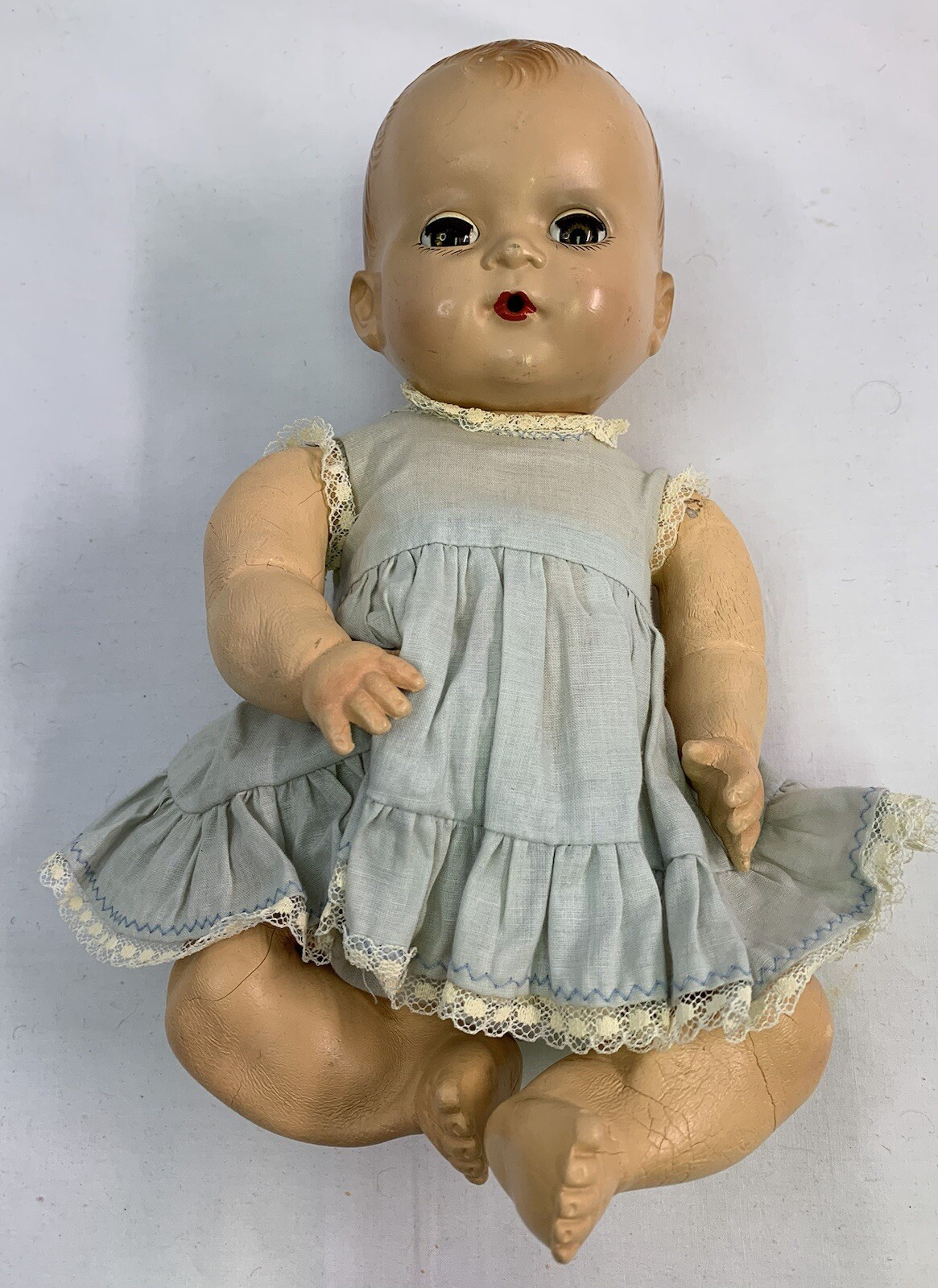 Ideal Doll Hard Plastic Head Sun Rubber Body Drink & Wet Baby