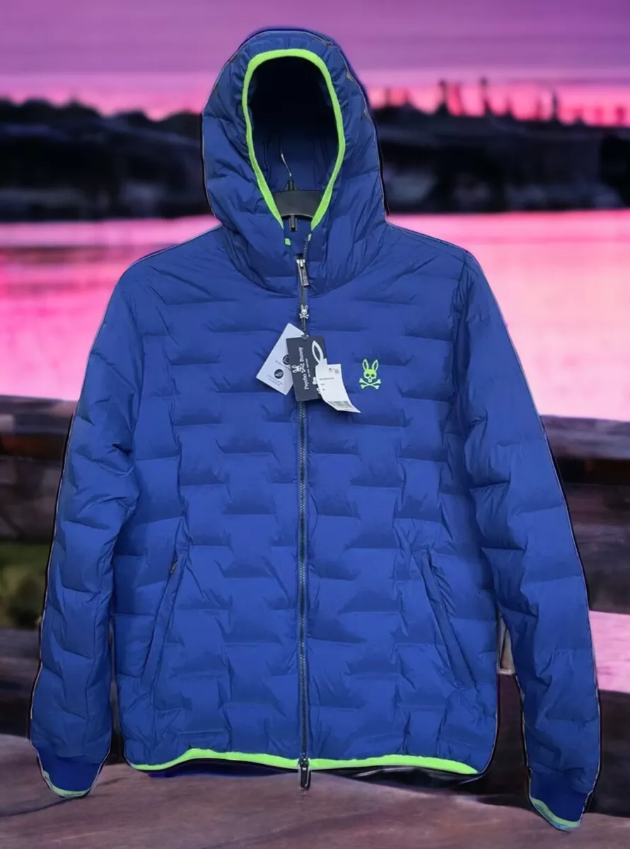 Psycho Bunny Bampton Mens XL Seamless Down Jacket Royal Blue Green New Fast  Ship | eBay