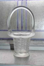 Fenton Satin Glass Glass Basket Butterfly and Berry Vintage 1980s