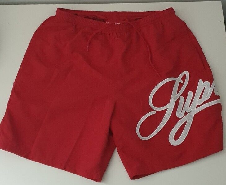 SS21 Supreme Mesh Script Water Short Red Swim Nylon Shorts SS21 Supreme Mesh Script Water Short Red Swim Nylon Shorts