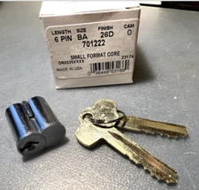 Kaba Ilco 6-Pin Interchangeable Core Keyway SFIC 44 Satin Chrome NO CONTROL KEY