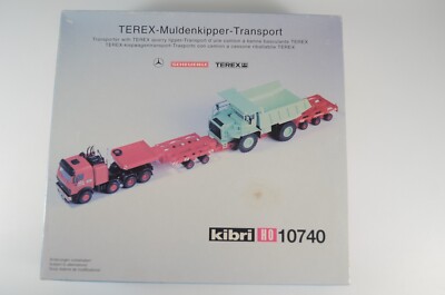 Kibri HO Mercedes Benz Tractor with Bridge Trailer & TEREX Dump Truck Kit 10740