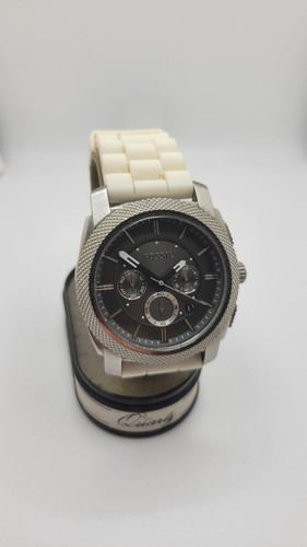 Fossil Chronograph Herrenuhr FS-4553. Silikonband Silver Face weiß - Bild 10 von 10